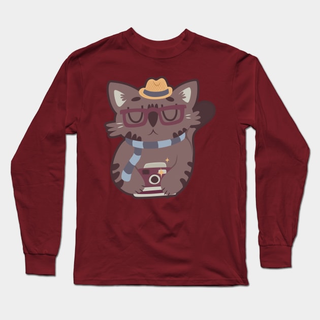 Hipster Cat Long Sleeve T-Shirt by clairestamper